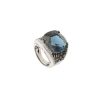 Anillos | Anillo De Oro Blanco Y Topacio Blue London Con Brillantes Negros Y Blancos