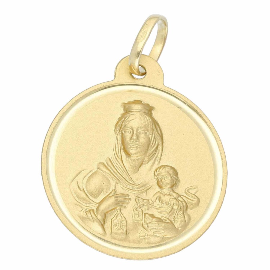 Medallas | Escapulario Oro Amarillo Virgen Del Carmen Y Sagrado Coraz N