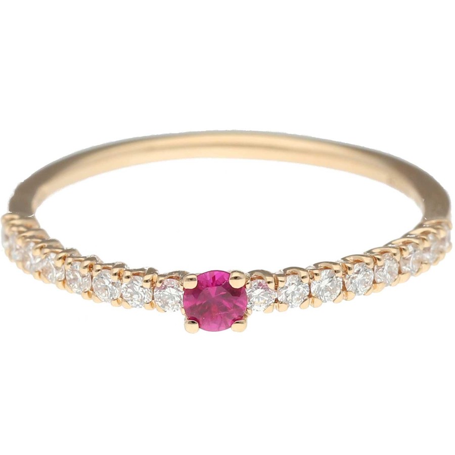 Joyeria Gordillo | Sortija Oro Rosa Con Rub Y Diamantes