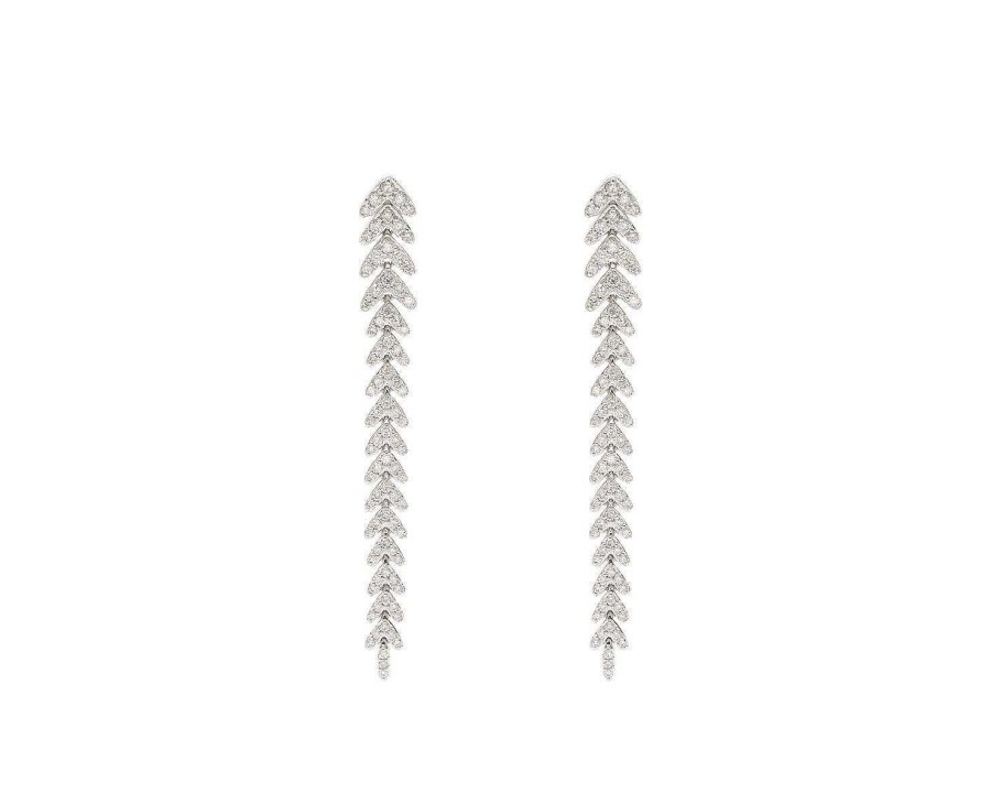 Pendientes | Pendientes De Oro Blanco Con Diamantes En Forma De Espiga