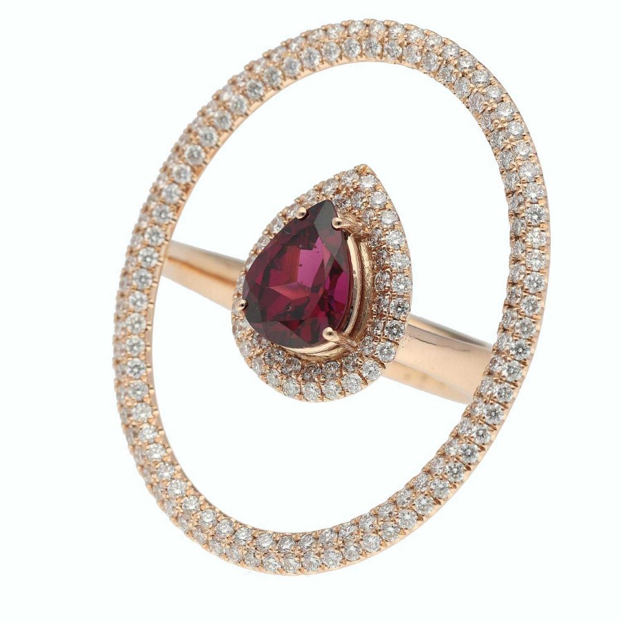 Joyeria Gordillo | Anillo Fontanilla Oro Rosa Diamantes Y Turmalina Granate