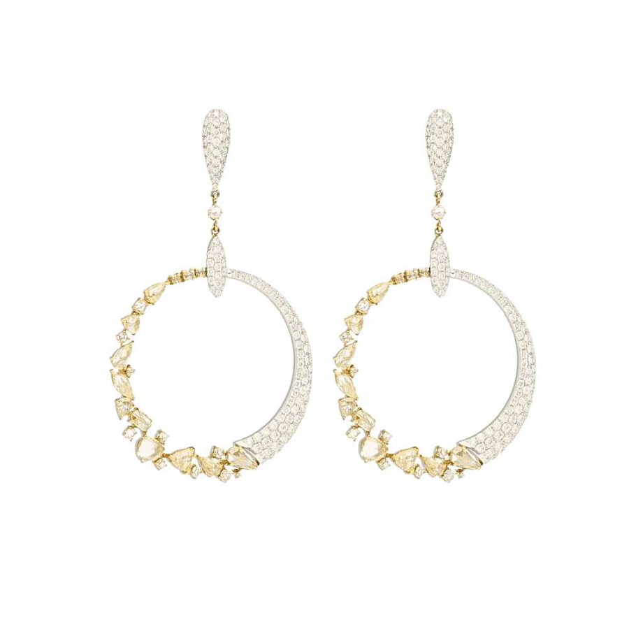 Alta Joyería | Pendientes Clarice De Oro Amarillo, Oro Blanco Y Diamantes