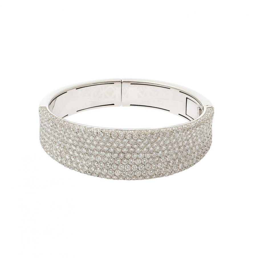 Pulseras | Brazalete Damibio En Oro Blanco Con Diamantes