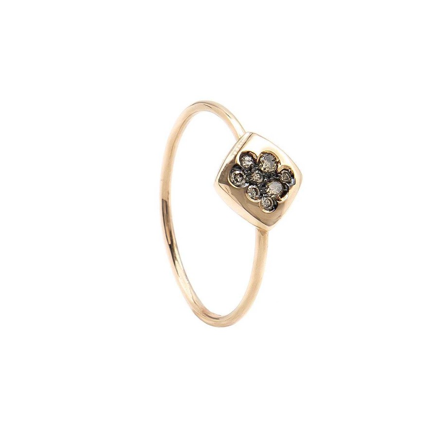 Anillos | Anillo Romboidal De Oro Rosa Engastado Con Brillantes Brown De La Colecci N Amelie.