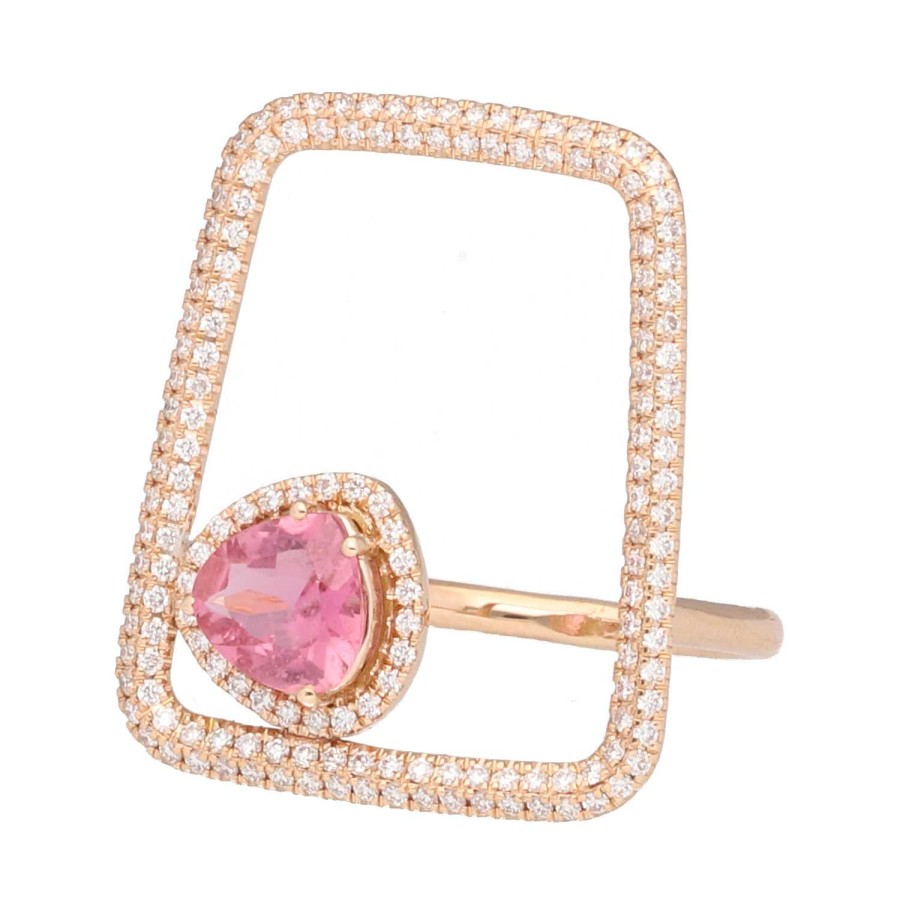 Colecciones Propias | Anillo Costa Ballena De Oro Rosa Con Brillantes Y Turmalina Rosa De Perseidas