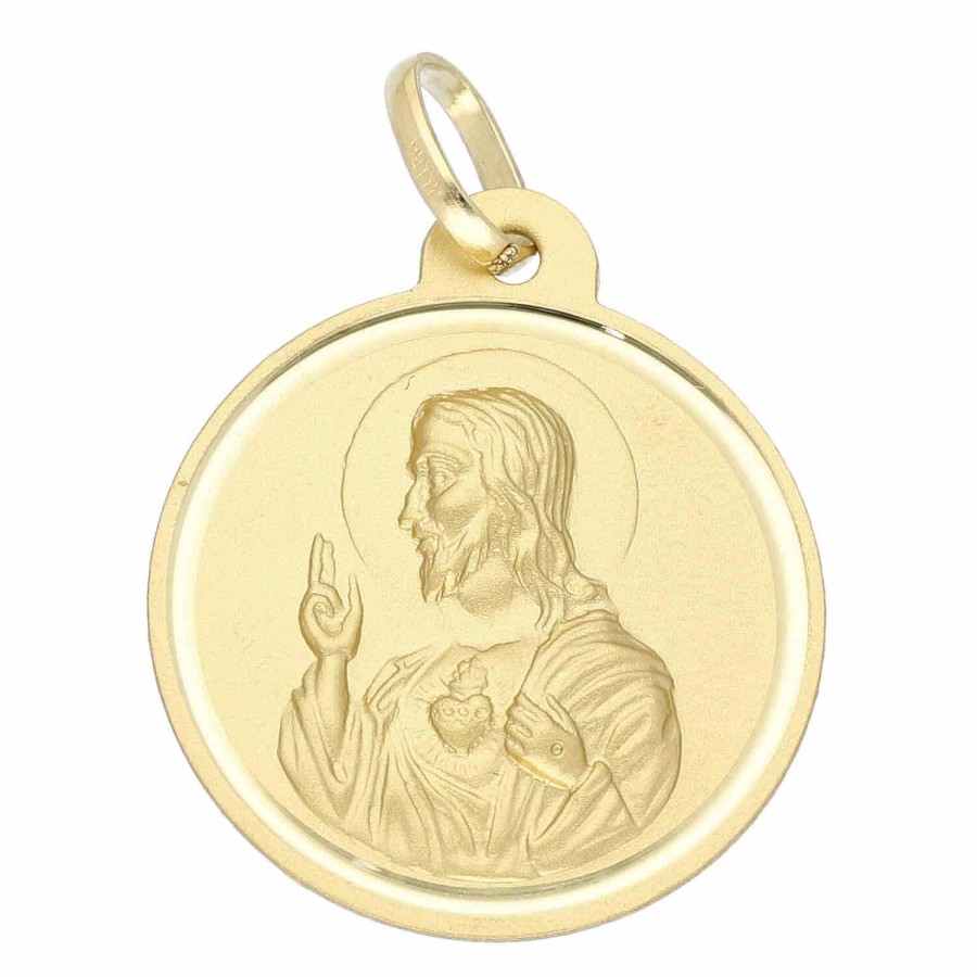 Medallas | Escapulario Oro Amarillo Virgen Del Carmen Y Sagrado Coraz N