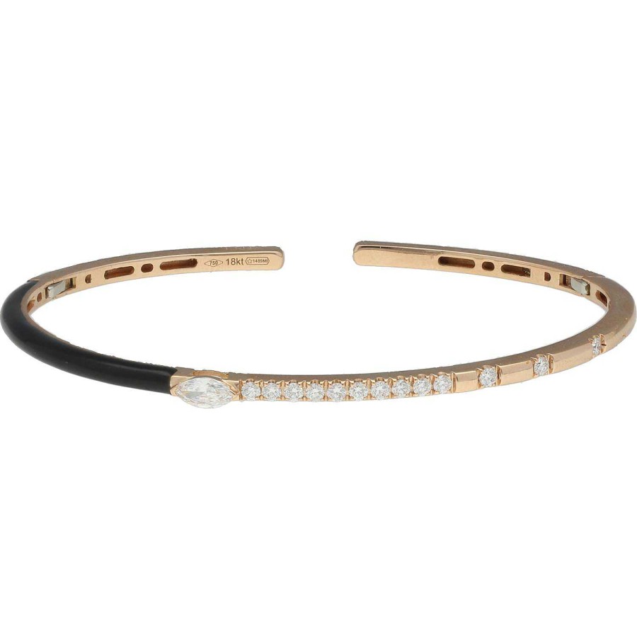 Joyeria Gordillo | Pulsera R Gida De Oro Con Esmalte Negro