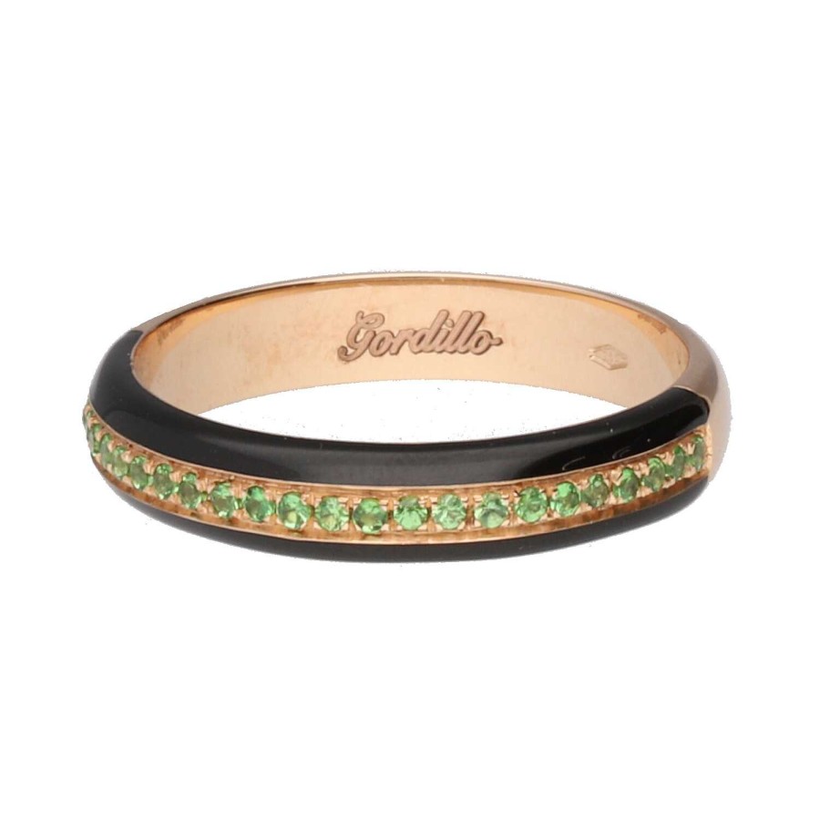 Joyeria Gordillo | Anillo De Oro Rosa Con Esmalte Negro Y Tsavorita