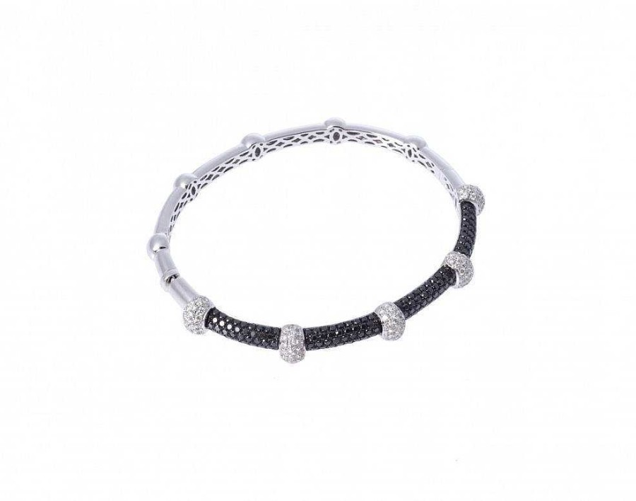 Pulseras | Pulsera Oro Blanco Y Diamantes Negros