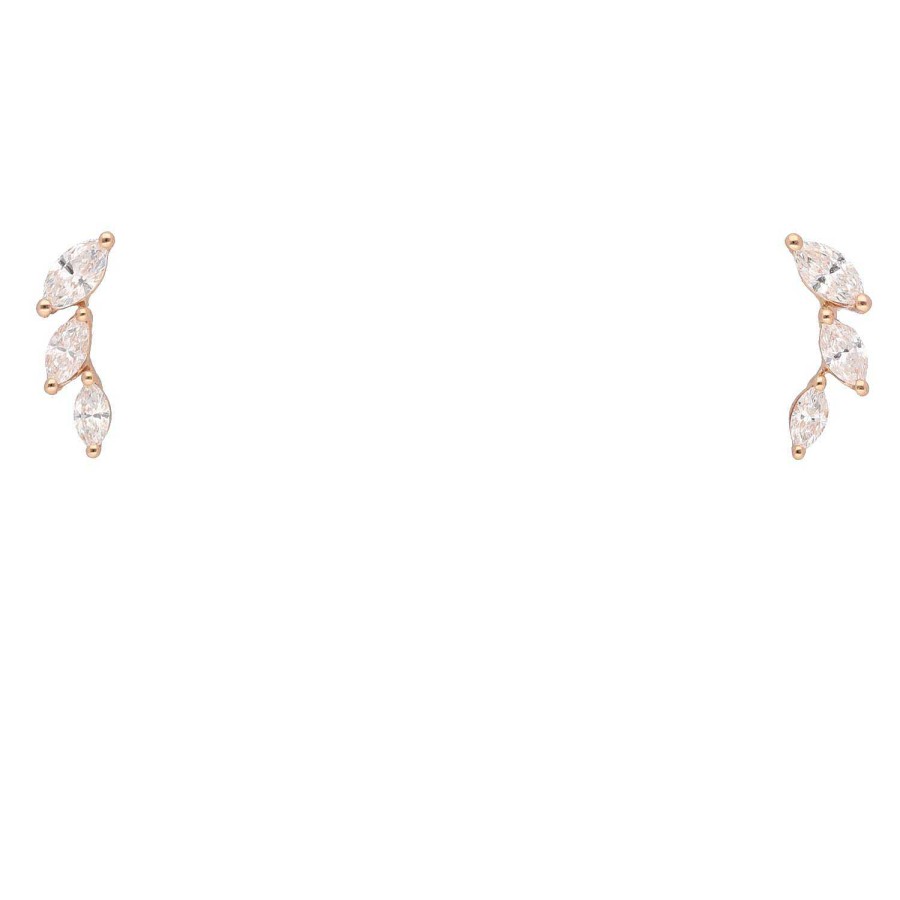 Joyeria Gordillo | Pendientes Oro Rosa Y Tres Diamantes