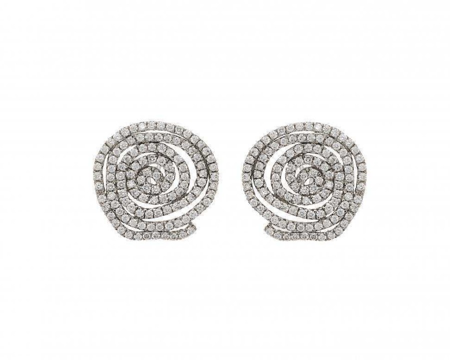 Pendientes | Pendientes Espiral De Oro Blanco Y Diamantes