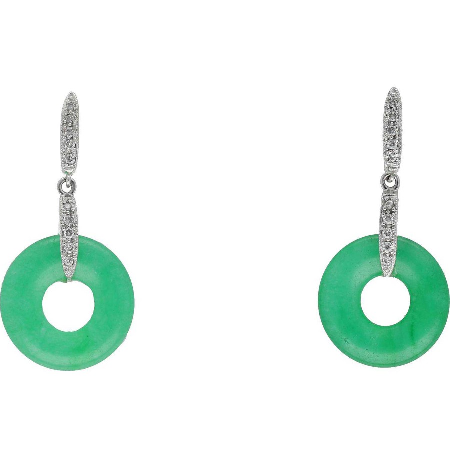 Joyeria Gordillo | Pendientes De Oro Blanco Con Jade