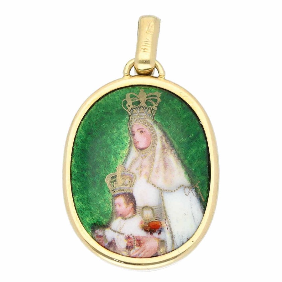 Medallas | Medalla Virgen Del Rosario Esmalte Verde