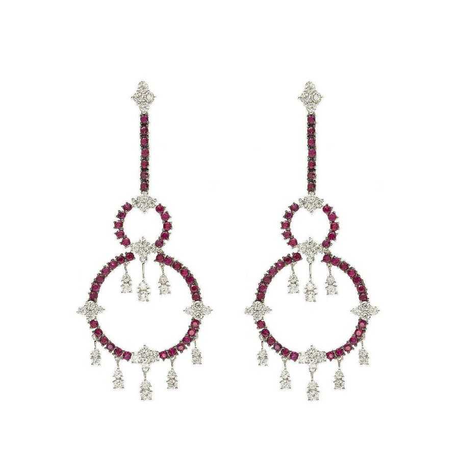 Pendientes | Pendientes Ceres De Oro Blanco Rub S Y Diamantes.