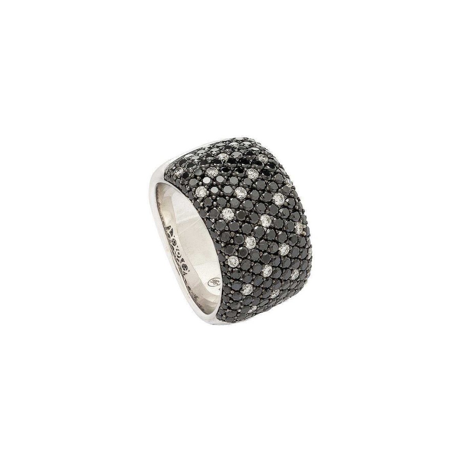 Anillos | Anillo Blanche De Oro Blanco Y Diamantes Negros