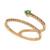 Anillos | Anillo De Oro Rosa, Brillantes Y Esmeralda 0,06Ct