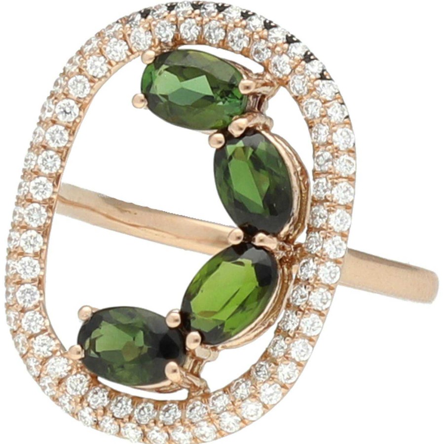 Joyeria Gordillo | Anillo Perseida Con Cuatro Turmalinas Verdes