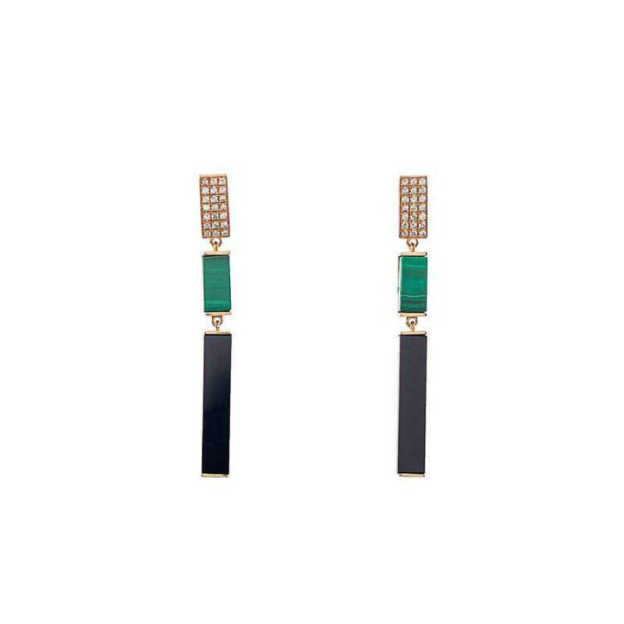 Colecciones Propias | Pendientes Moritz Brillantes Nice Y Malaquita