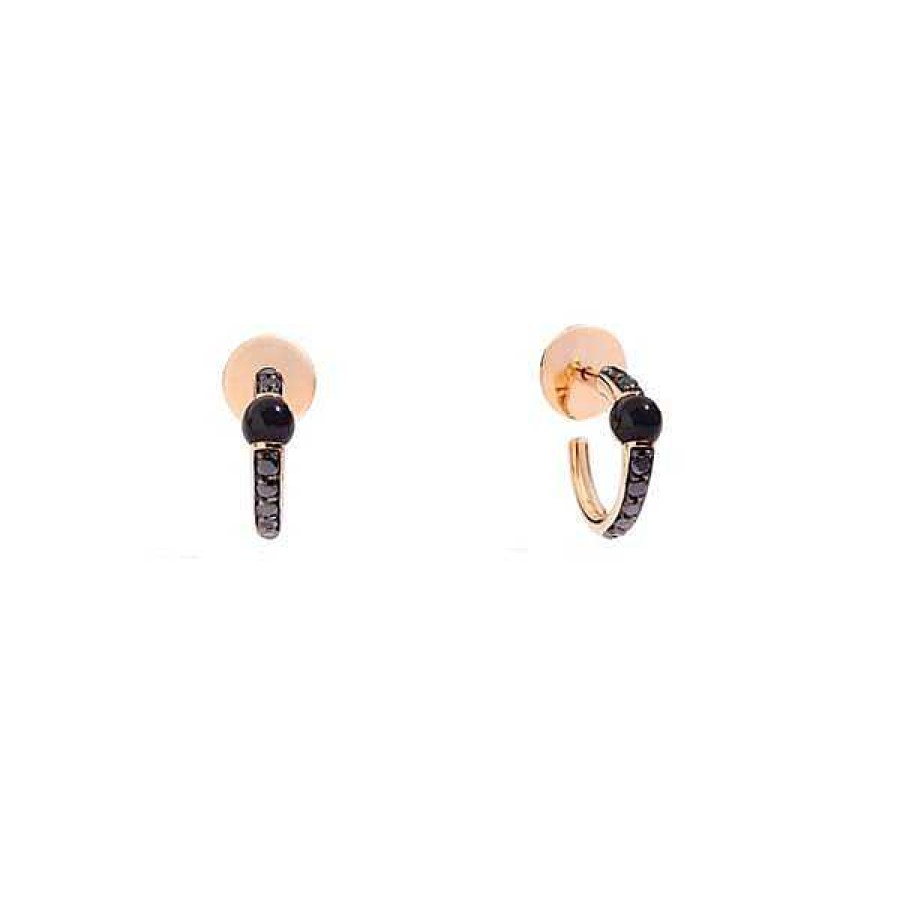 Joyeria Gordillo | Pendientes Pomellato Aros Oro Rosa, Diamantes Negros Y Onix