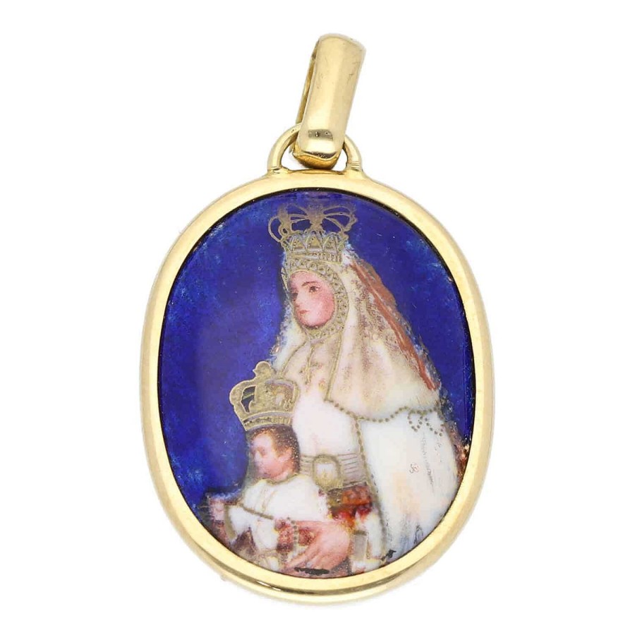 Medallas | Medalla Virgen Del Rosario Esmalte Azul