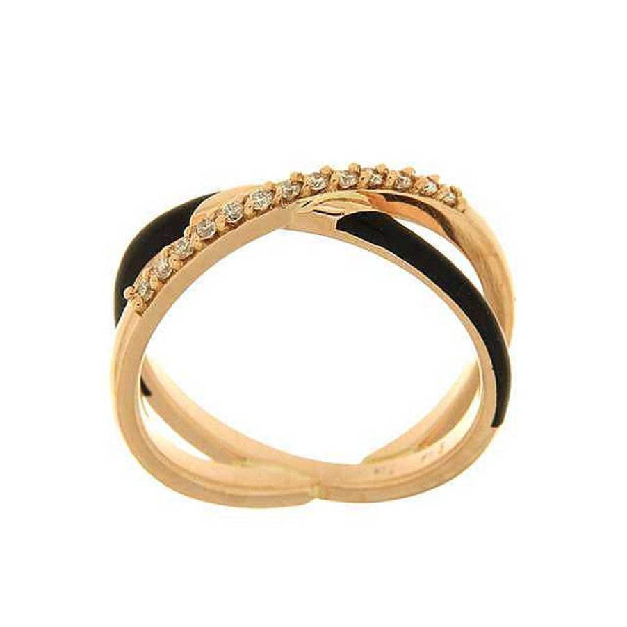 Anillos | Anillo En Oro Rosa Y Brillantes En Fondo Oscuro