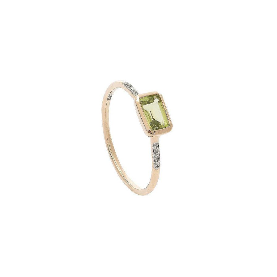 Anillos | Anillo Oro Rosa Y Diamantes Con Peridoto Lanzarote