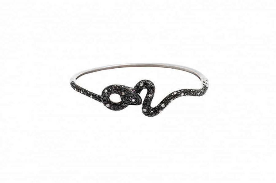 Pulseras | Pulsera De Oro Blanco Y Diamantes Negros