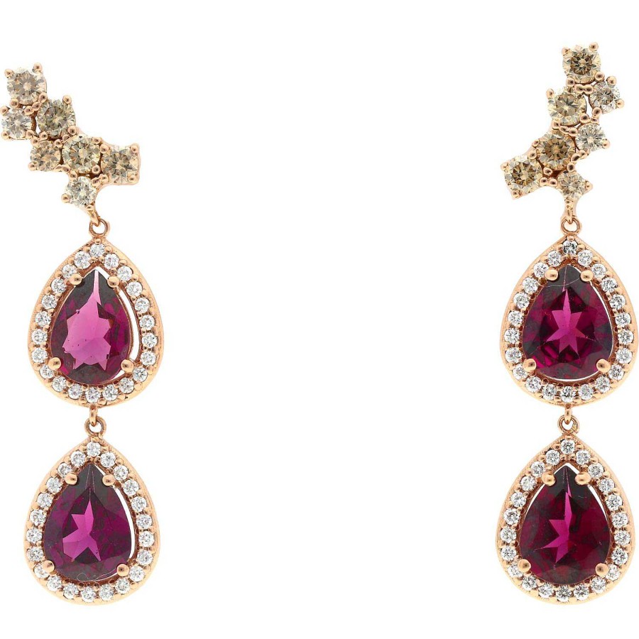 Joyeria Gordillo | Pendientes Oro Rosa Con Rodolita