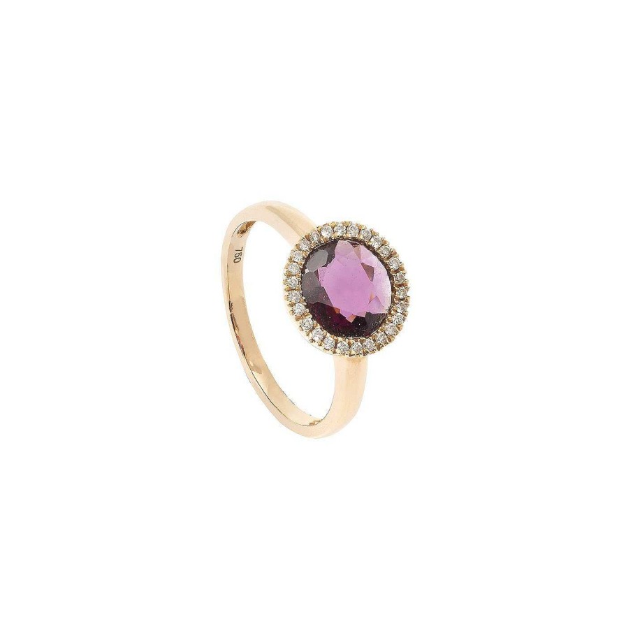 Anillos | Anillo Carmes De Oro Rosa Con Rubelita Y Diamantes