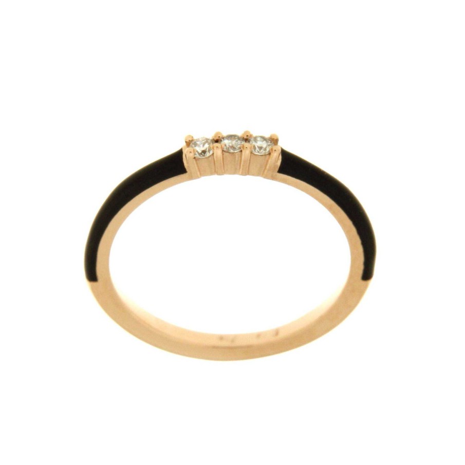 Anillos | Anillo En Oro Rosa Y Brillantes 0,09Ct Negro