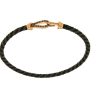 Pulseras | Pulsera En Cuero Trenzada Con Detalle En Oro Rosa Y Brillantes 0,18Ct