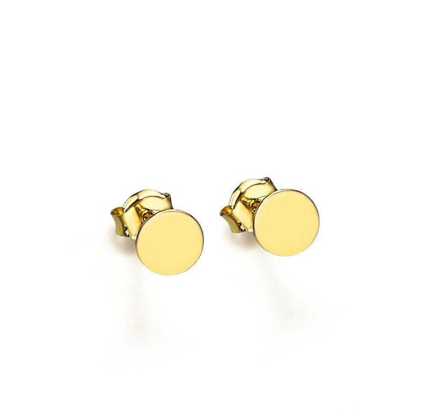 Pendientes | Pendientes Lecarr En Oro Amarillo Chapita Redonda.