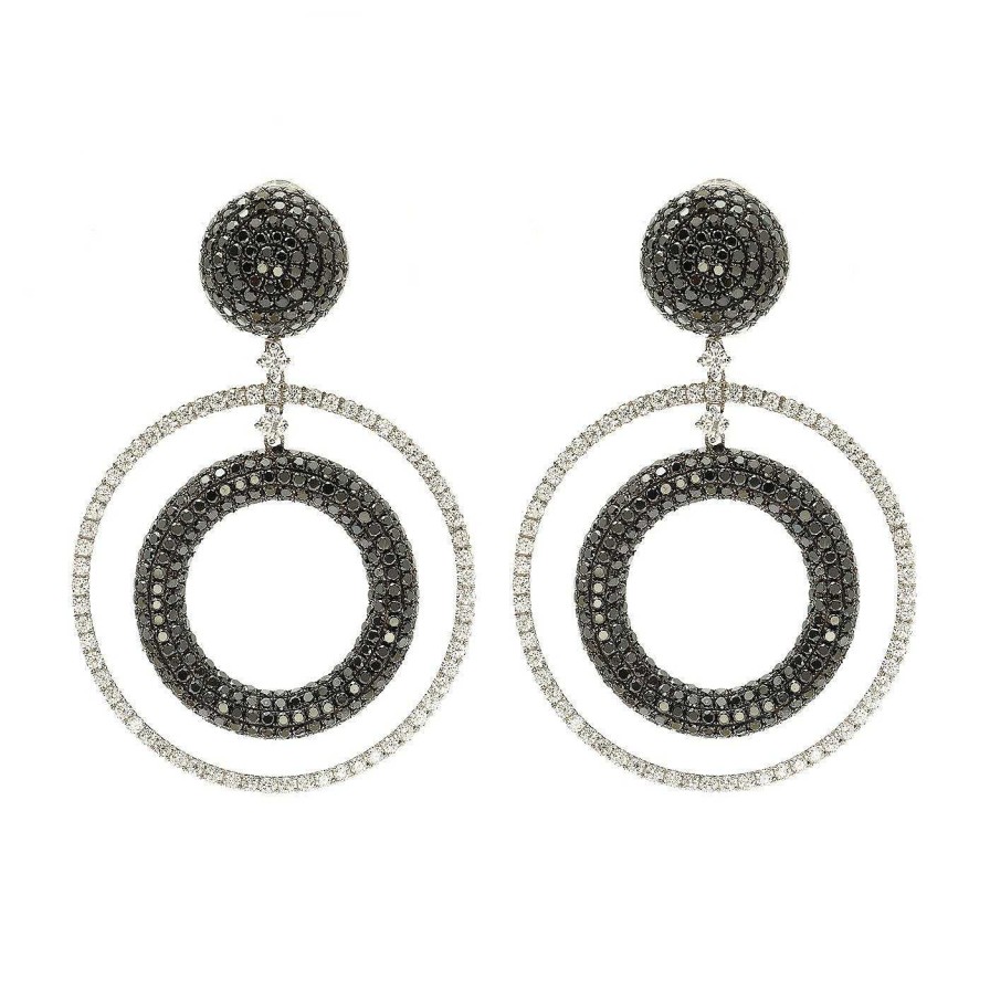 Pendientes | Pendientes Atria De Oro Blanco Y Diamantes Negros Y Blancos.