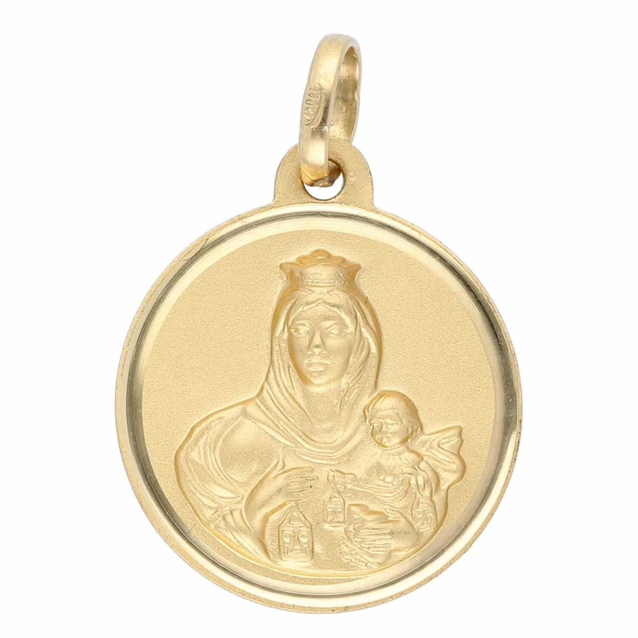 Medallas | Escapulario Oro Amarillo Virgen Del Carmen Y Sagrado Coraz N